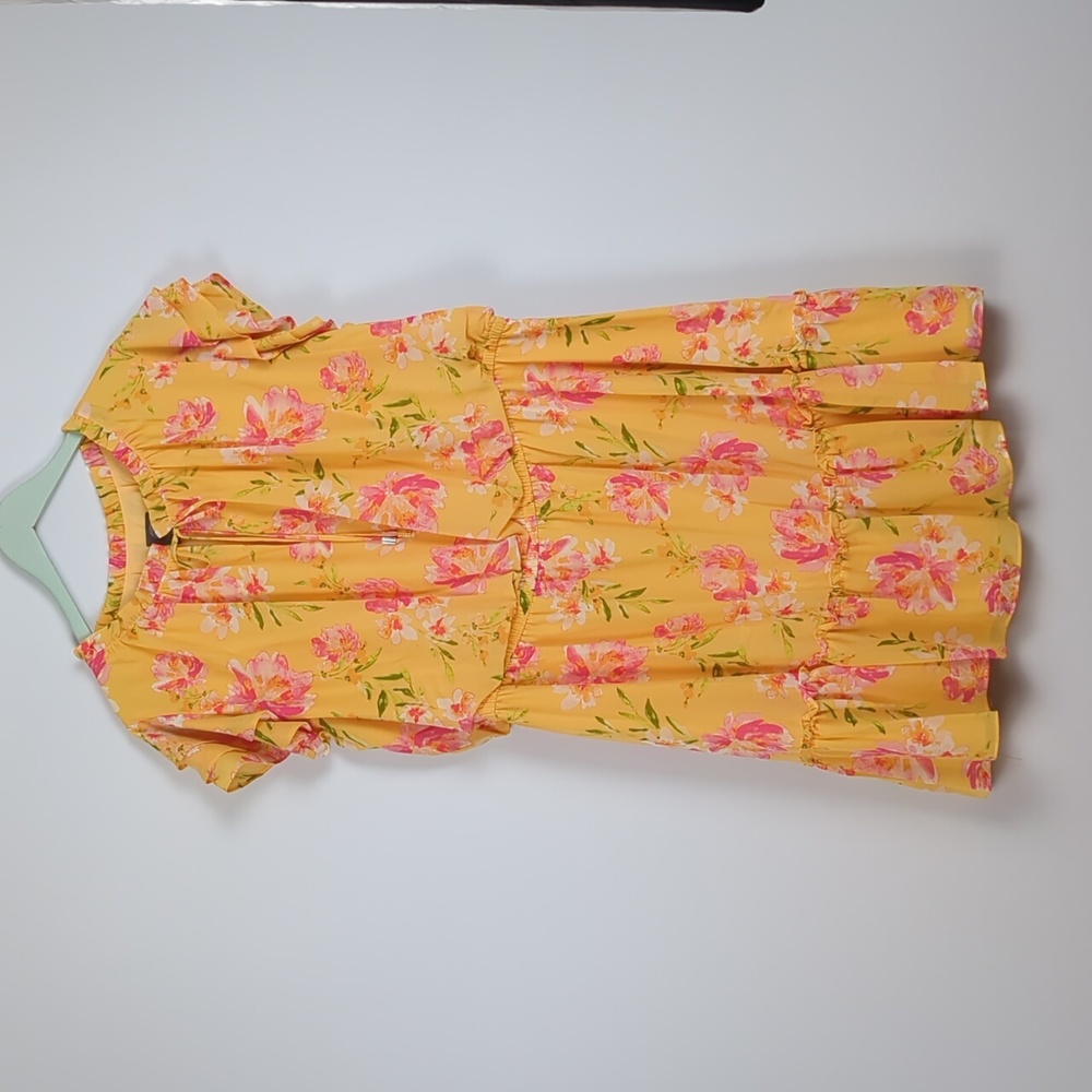 Vince Camuto Yellow Tie Floral Dress Size 22W, NWT